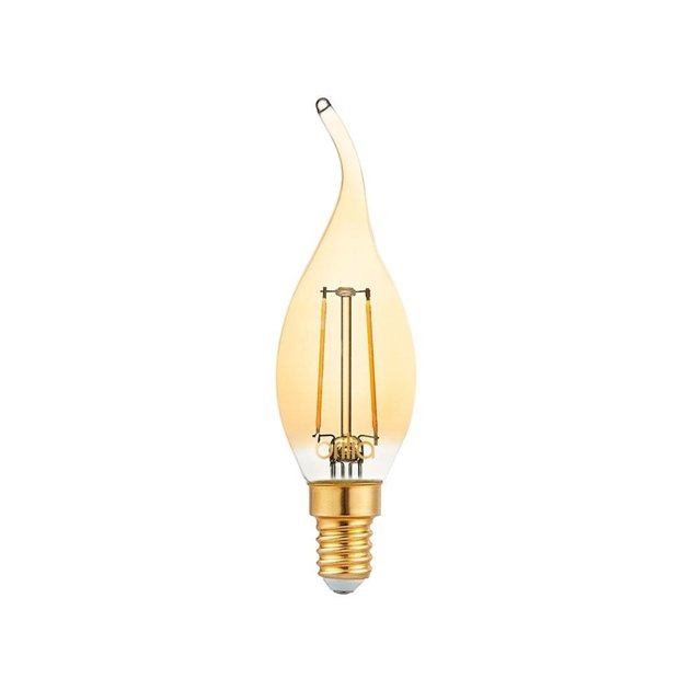Lâmpada LED Vela Chama Filamento Vidro E14 2400K 4W Bivolt Ø3,7x1