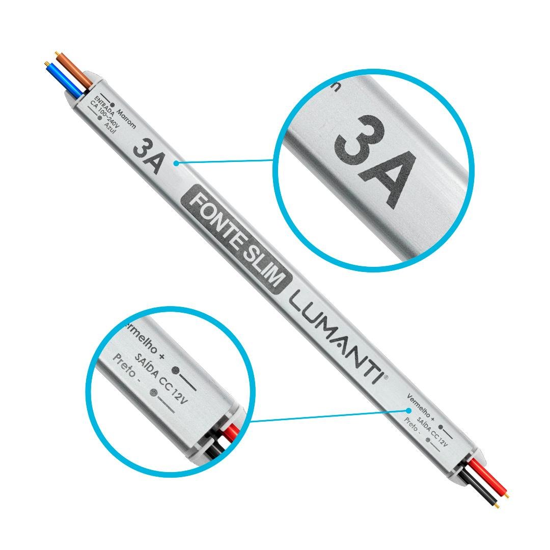 Fonte Driver Linear Slim 12V 3A 36W Bivolt Lumanti