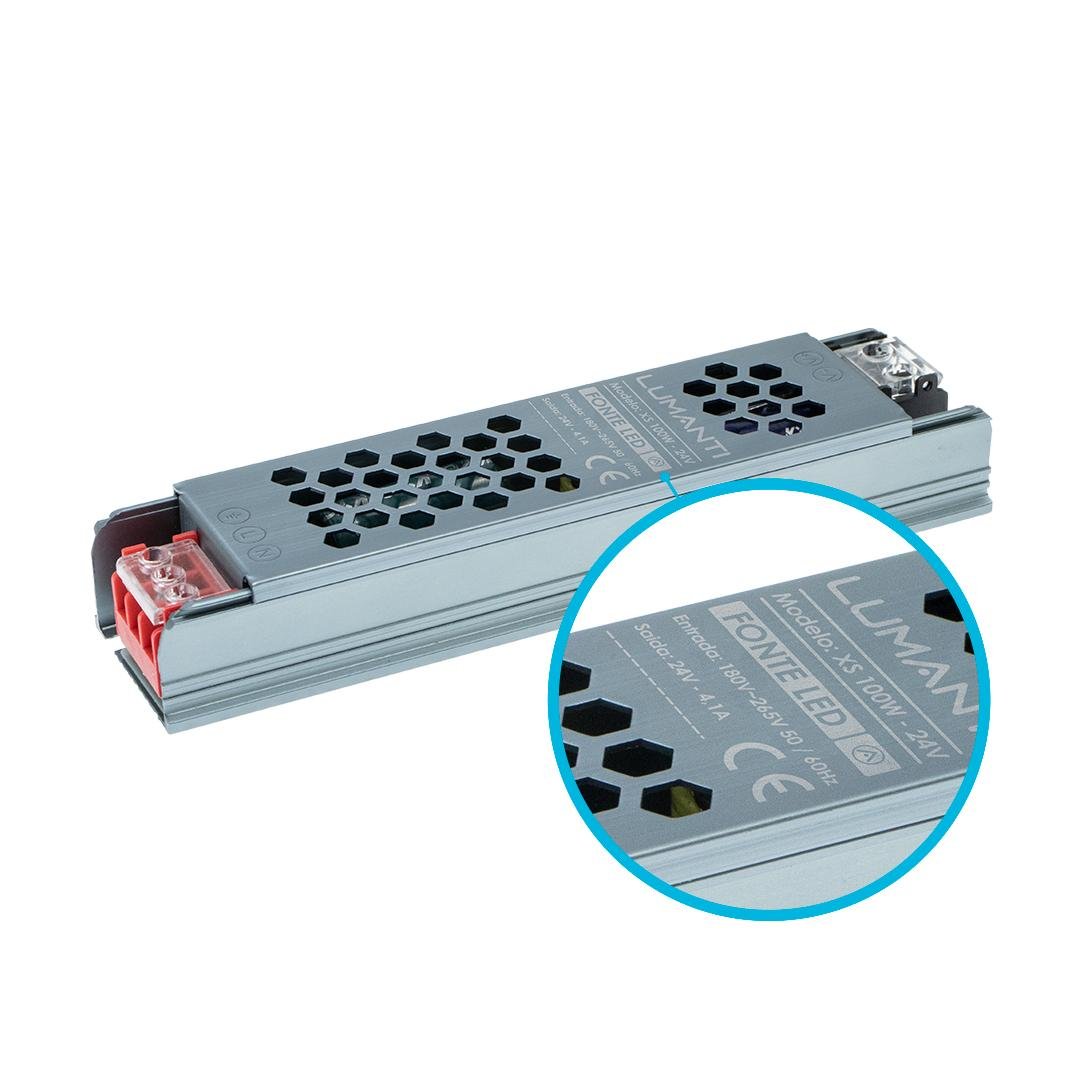 Fonte Driver Chaveada Slim 24V 4,16A 100W Bivolt - Lumanti FCS244