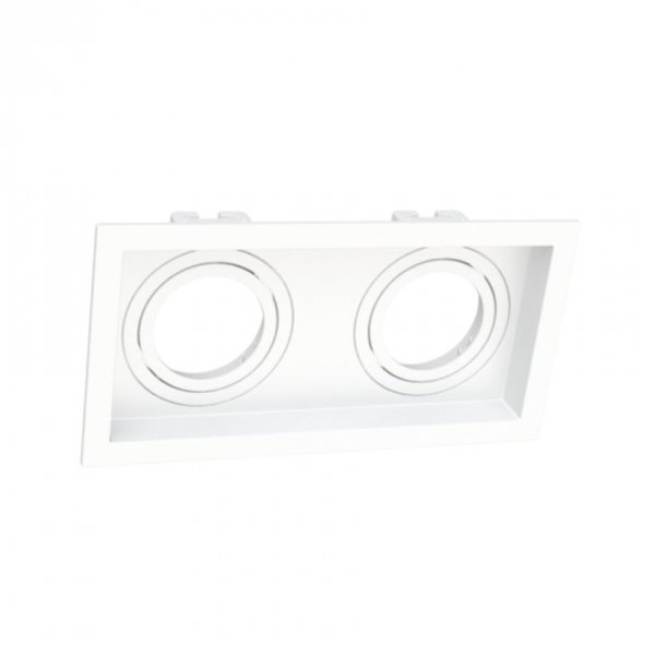spot de embutir face recuada retangular duplo dicroica par16 19x98x35cm termoplastico branco moon iluminacao 1060292