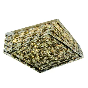 plafon de sobrepor led 3000k 40w bivolt 46x46cm inox e cristal cromado e transparente sindora iluminacao dcx02883