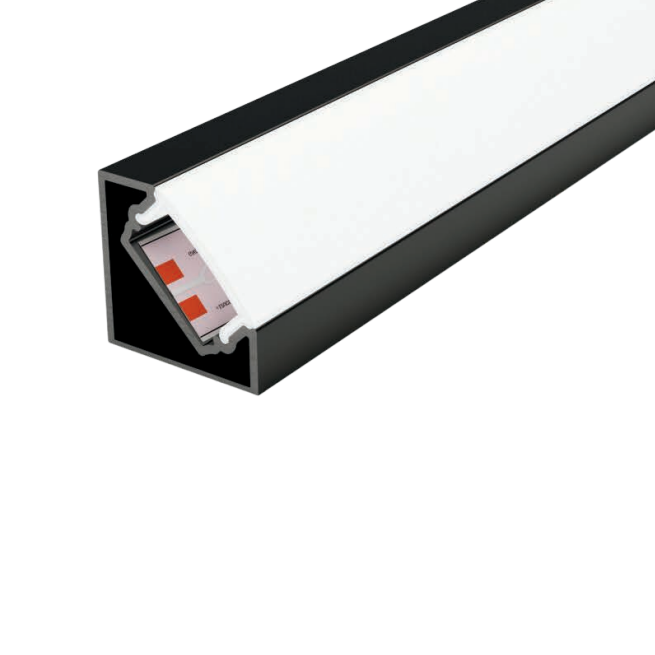 Perfil Sobrepor Canto 1m 19x19mm Alumínio e Acrílico MK Iluminação
