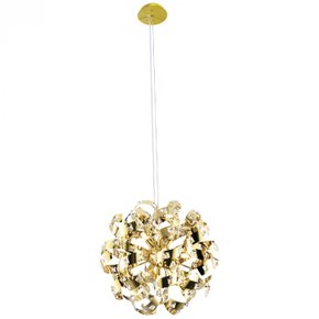 pendente redondo 55cm cristal e inox dourado sindora iluminacao dcd06201