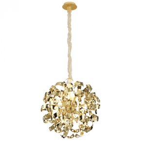 pendente redondo 68cm cristal e inox dourado sindora iluminacao dcd06203