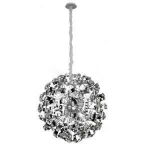 pendente redondo 80cm cristal e inox cromado sindora iluminacao dcd06204