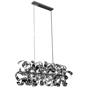 pendente retangular 40x130x40cm cristal e inox cromado sindora iluminacao dcd06208