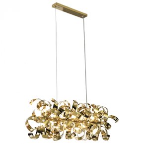 pendente retangular 40x130x40cm cristal e inox dourado sindora iluminacao dcd06209