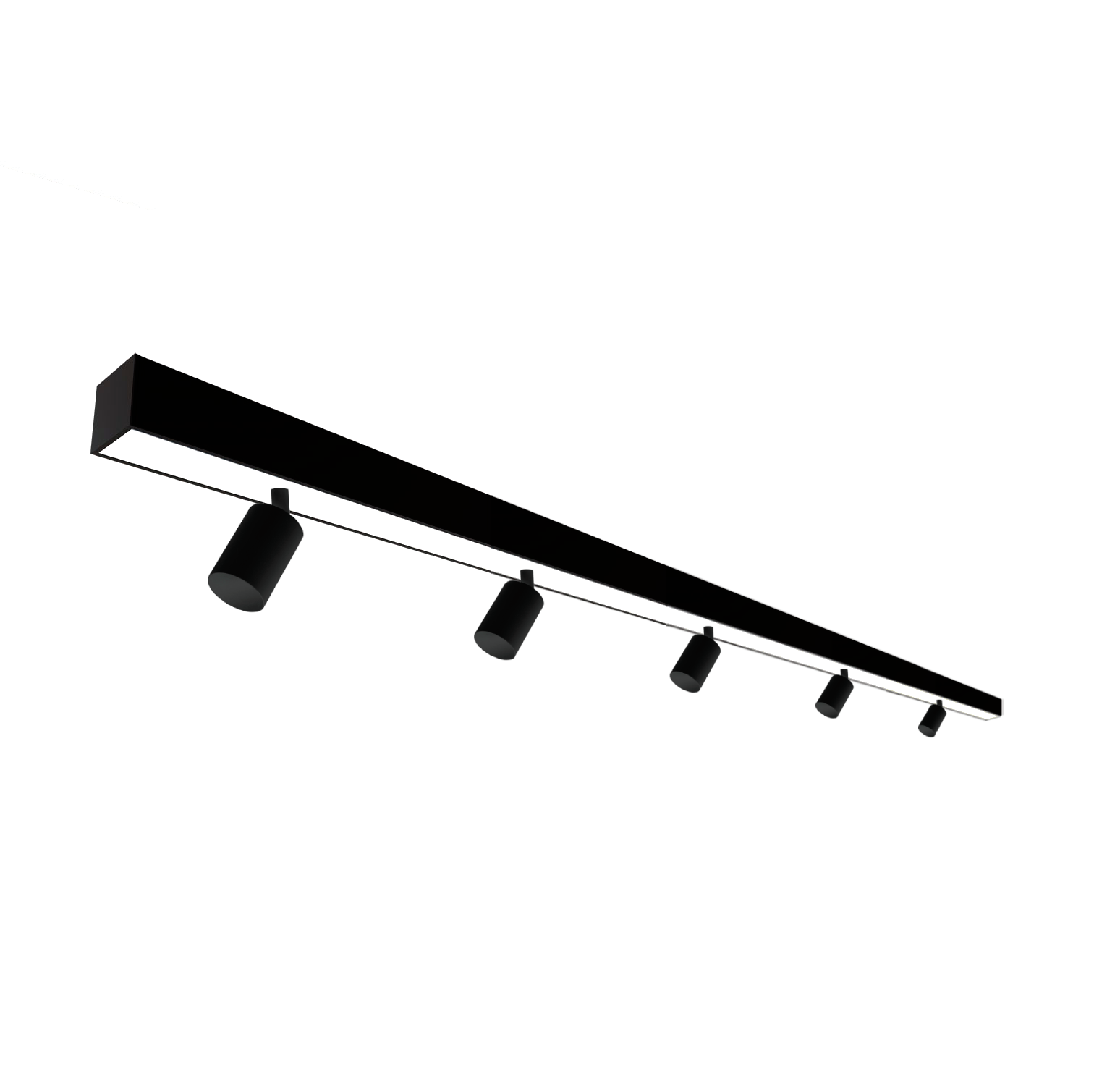 Luminária Plafon Perfil Preto LED 72W com 5 Spots Dicroica
