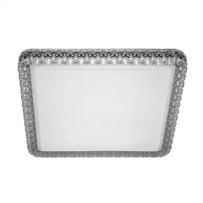 plafon de sobrepor led quadrado 6000k 24w bivolt 40x40x75cm cristal e metal branco sindora iluminacao dcx00331