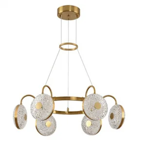 pendente led kaha 3000k 67w bivolt 65cm metal aluminio e acrilico dourado e transparente skylight sky 3104 1