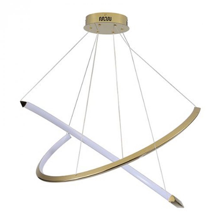 Pendente Mira Bivolt Led 3000K 50W O80cm Dourado Skylight Sky