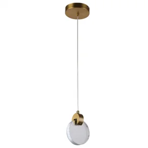 pendente led sand 3000k 3w bivolt 11x15cm cristal e metal transparente e dourado skylight sky 3051do