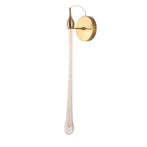 arandela led drop gota 3000k 7w bivolt 58x4cm metal e cristal dourado e transparente skylight sky 3086ar