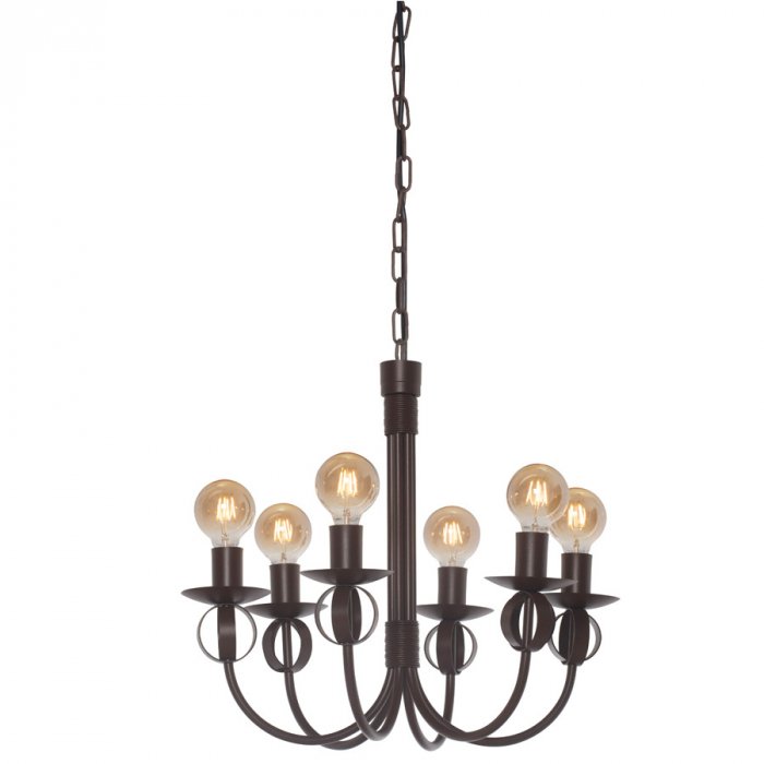 LUSTRE PENDENTE ESTÂNCIA Ø57X50CM 6XE27 ALUMÍNIO MARROM CORTEN