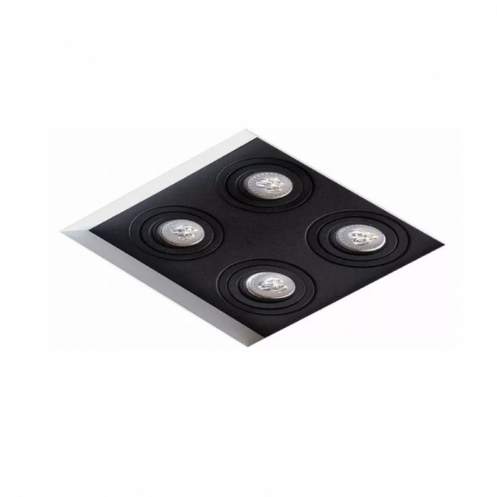 Spot de Embutir No Frame Quadrado Quádruplo AR70 25x25x4cm Metal