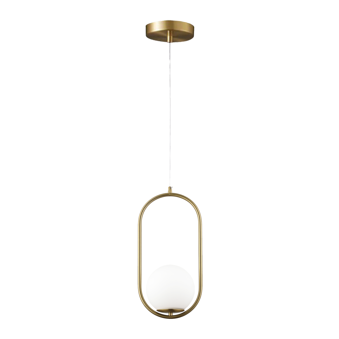 Pendente Koupelis Globo Leitoso 40x20x15cm 1xE27 Dourado