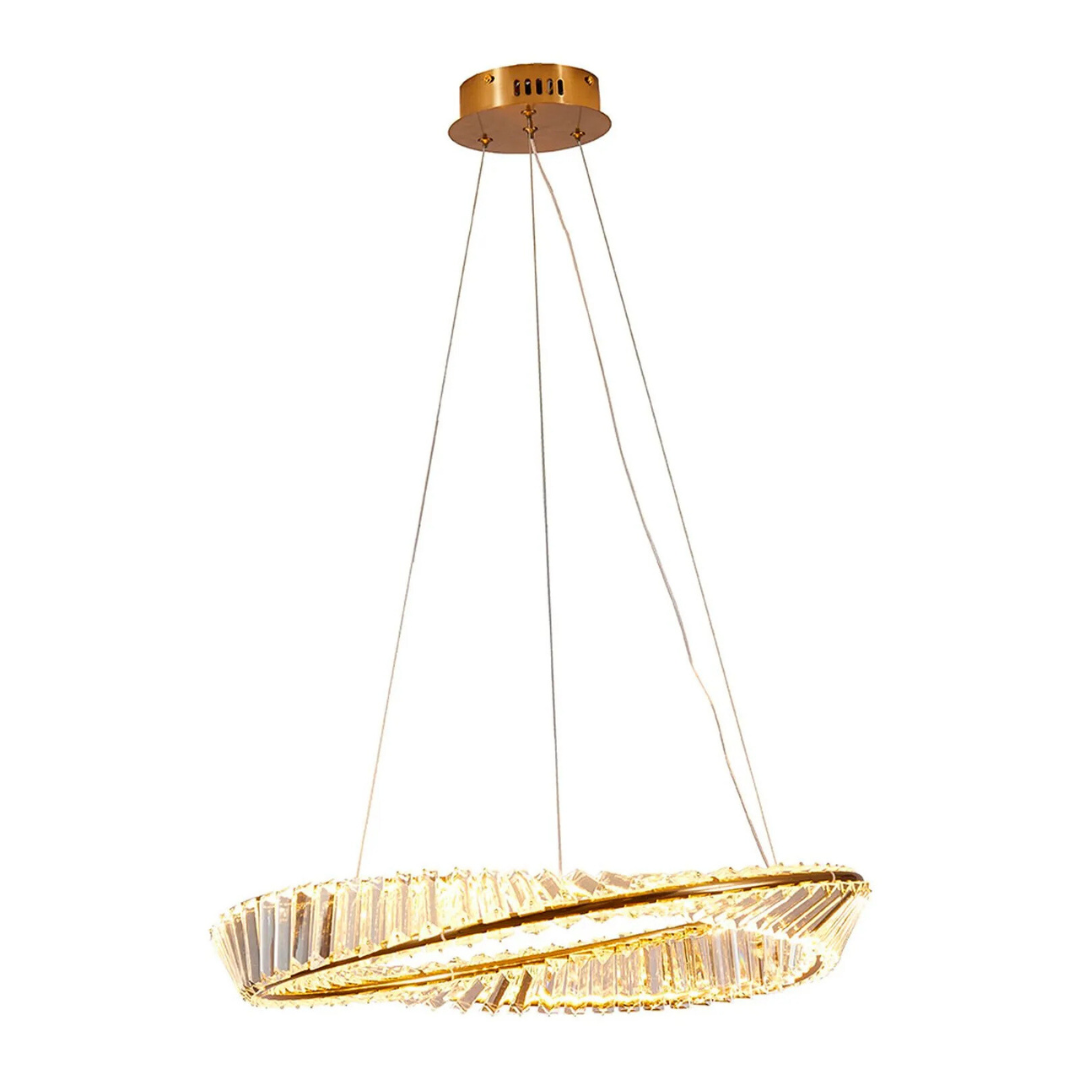 Pendente Domino Redondo Bivolt LED 3000K 36W Ø60cm Dourado