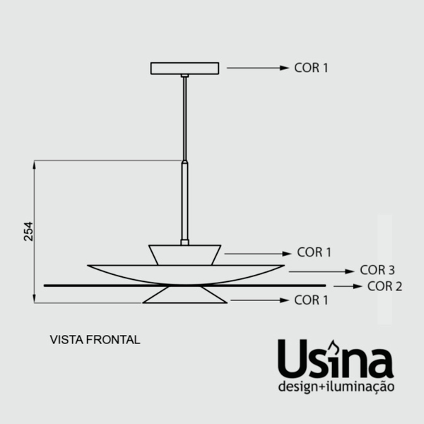Pendente Tule (D) 60cm x (A) 25,4cm 2 metros de - Usina 25121/60