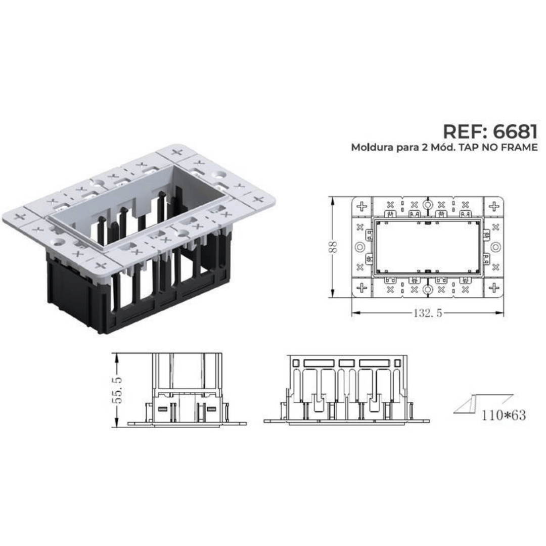 Cover Frame R Tap Set Acessório Moldura para 2 Módulos Tap No Frame 13,2x8,8cm Alumínio e ...