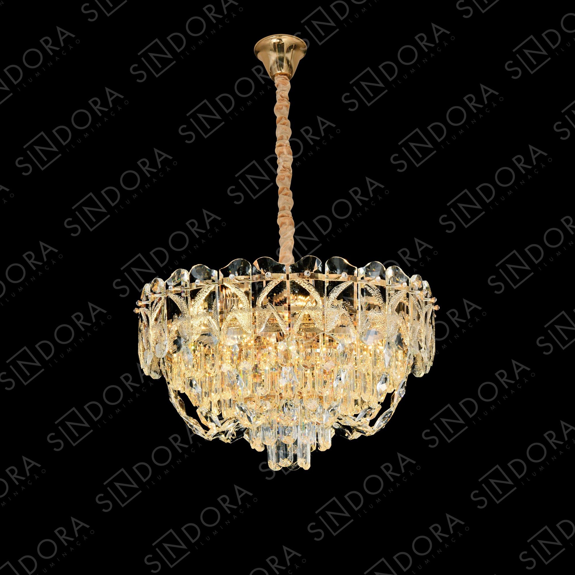Pendente Alice Y Dourado Fosco Vidro Ambar 12x38cm - Starlux