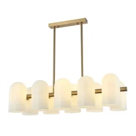 Pendente Zil G9 25W 85x34x22cm Dourado e Opalino 10 Lâmpadas