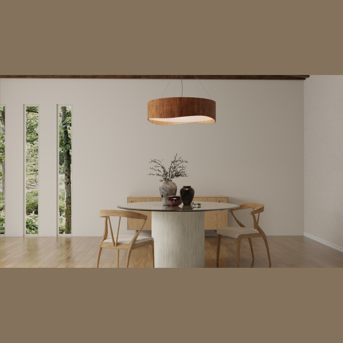 Pendente LED Horizon 22cm x 80cm Madeira e Acrílico - Accord 1590LED